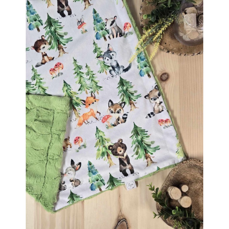 Baby of the forest - Made to order - Blanket - Plain fur to be chosen upon reception of the printed fabric